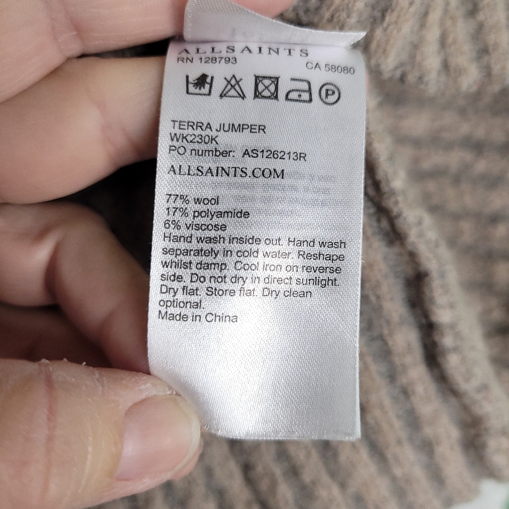 ALL SAINTS Terra Jumper Wool Blend Funnel Neck Ribbed Sweater MEDIUM - Picture 6 of 13